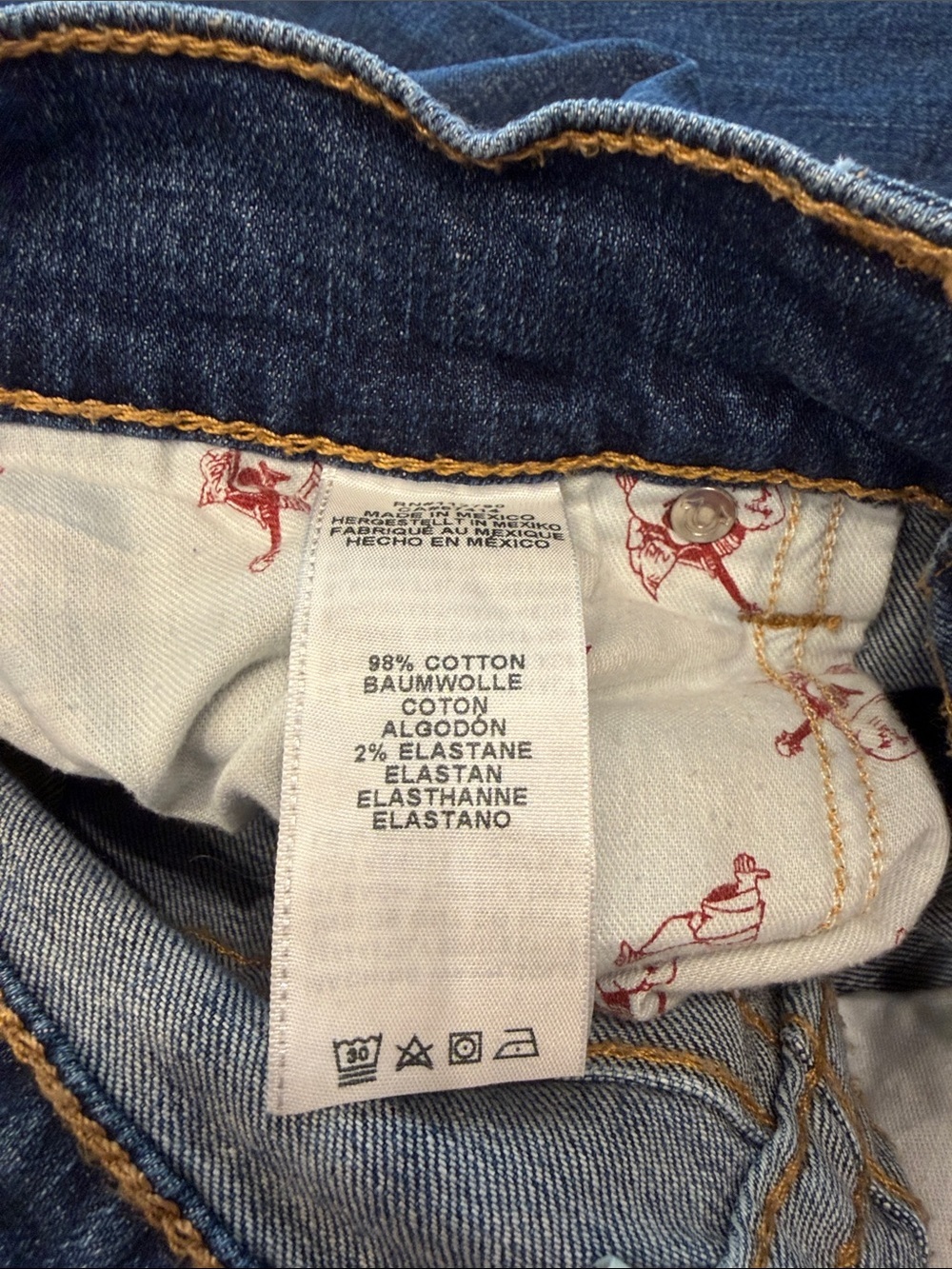True Religion Two-Tone Blue Denim Jeans Ricky Relaxed Straight 32X31 - Picture 14 of 14